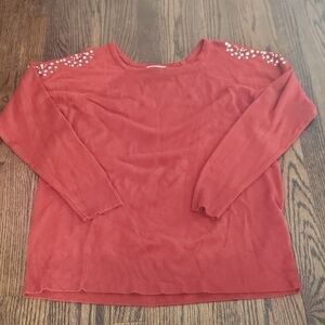 Women's Red Embellished Shoulder Top
